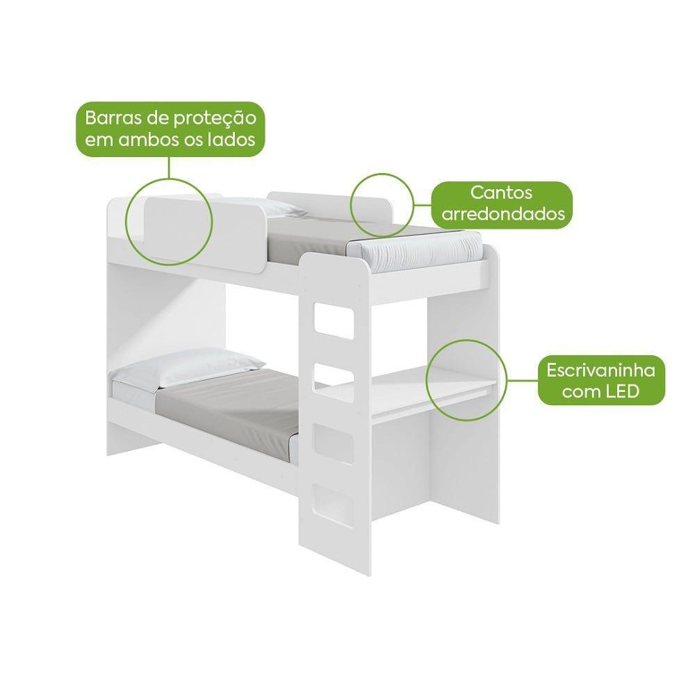 Beliche Solteiro Cantos Arredondados Com Led Olga - Lopas Branco - 5