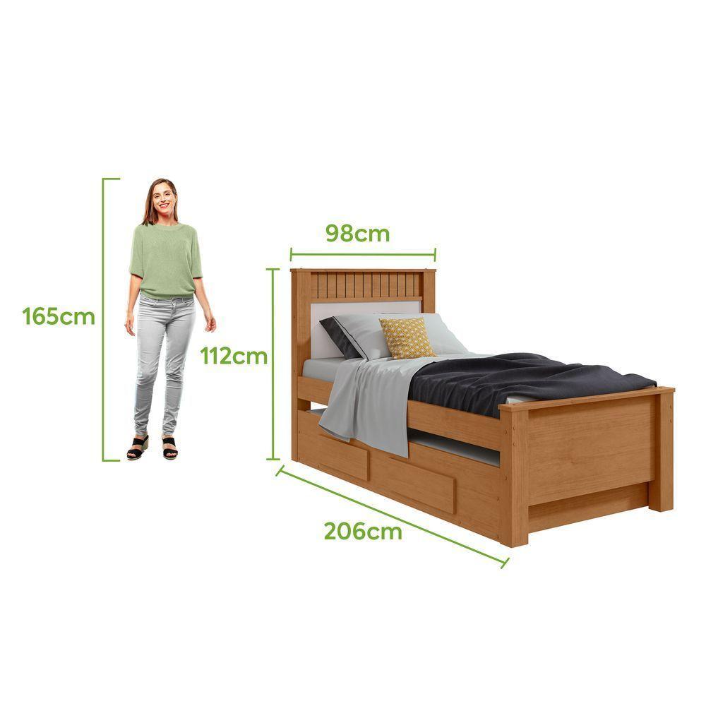 Cama Solteiro Bibox 2 Gavetas Athenas Amendoa Clean Off White - 7