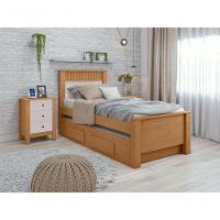 Cama Solteiro Bibox 2 Gavetas Athenas Amendoa Clean Off White - 5