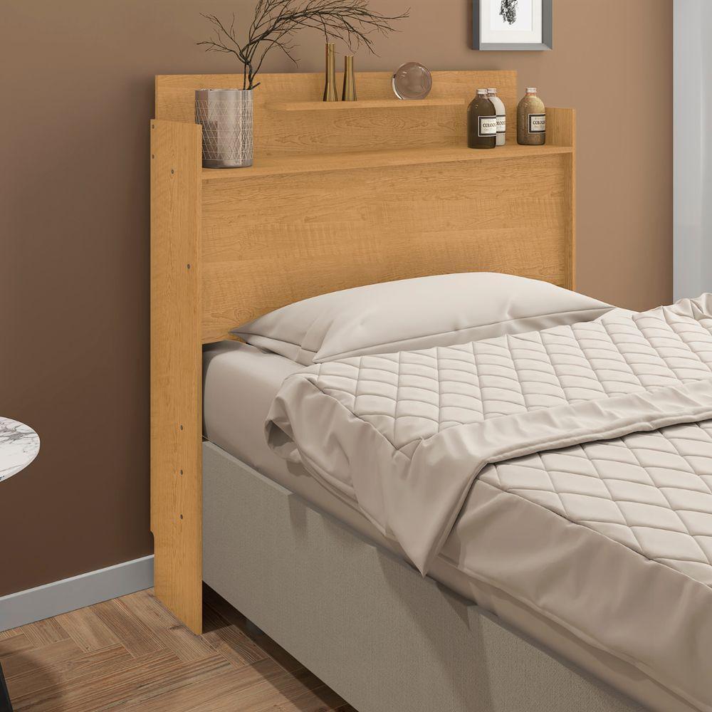 Cabeceira De Solteiro Com 2 Prateleiras Luzio Naturalle - 1