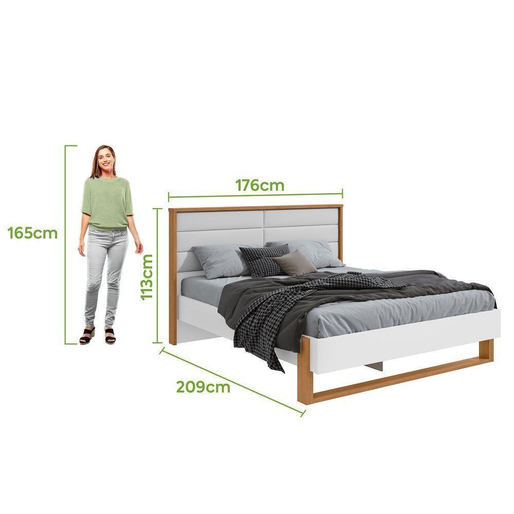Cama Casal 160cm Com Led Freetown Amendoa Clean Branco - 5