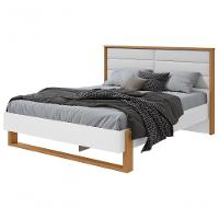 Cama Casal 160cm Com Led Freetown Amendoa Clean Branco - 1