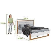 Cama Casal 160cm Com Led Freetown Amendoa Clean Branco. - 5