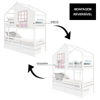 Beliche Casinha Com Janela Com 02 Gavetas E Grade De Proteção Madeira Maciça Branco- Rosa Housin - 3