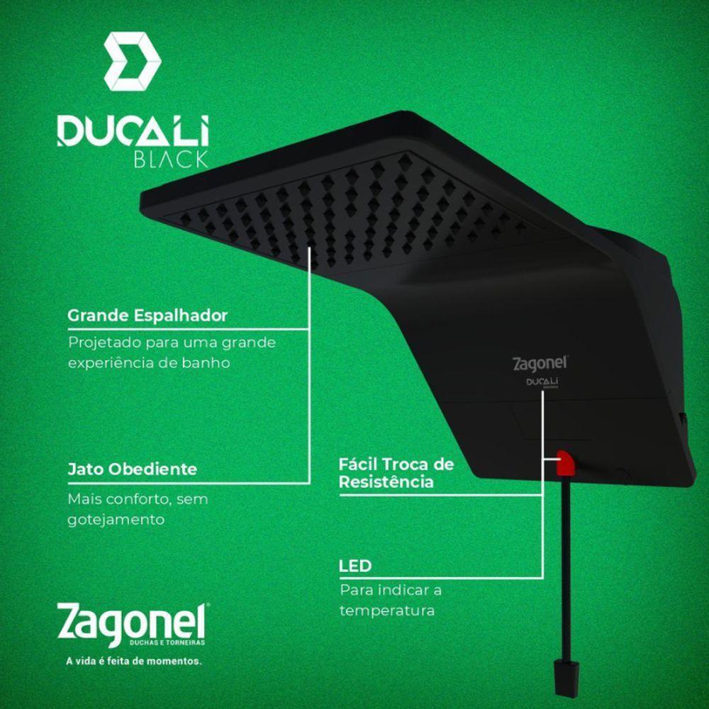 Chuveiro Zagonel Ducali Eletrônica Prima 7500w Preto 220v - 2