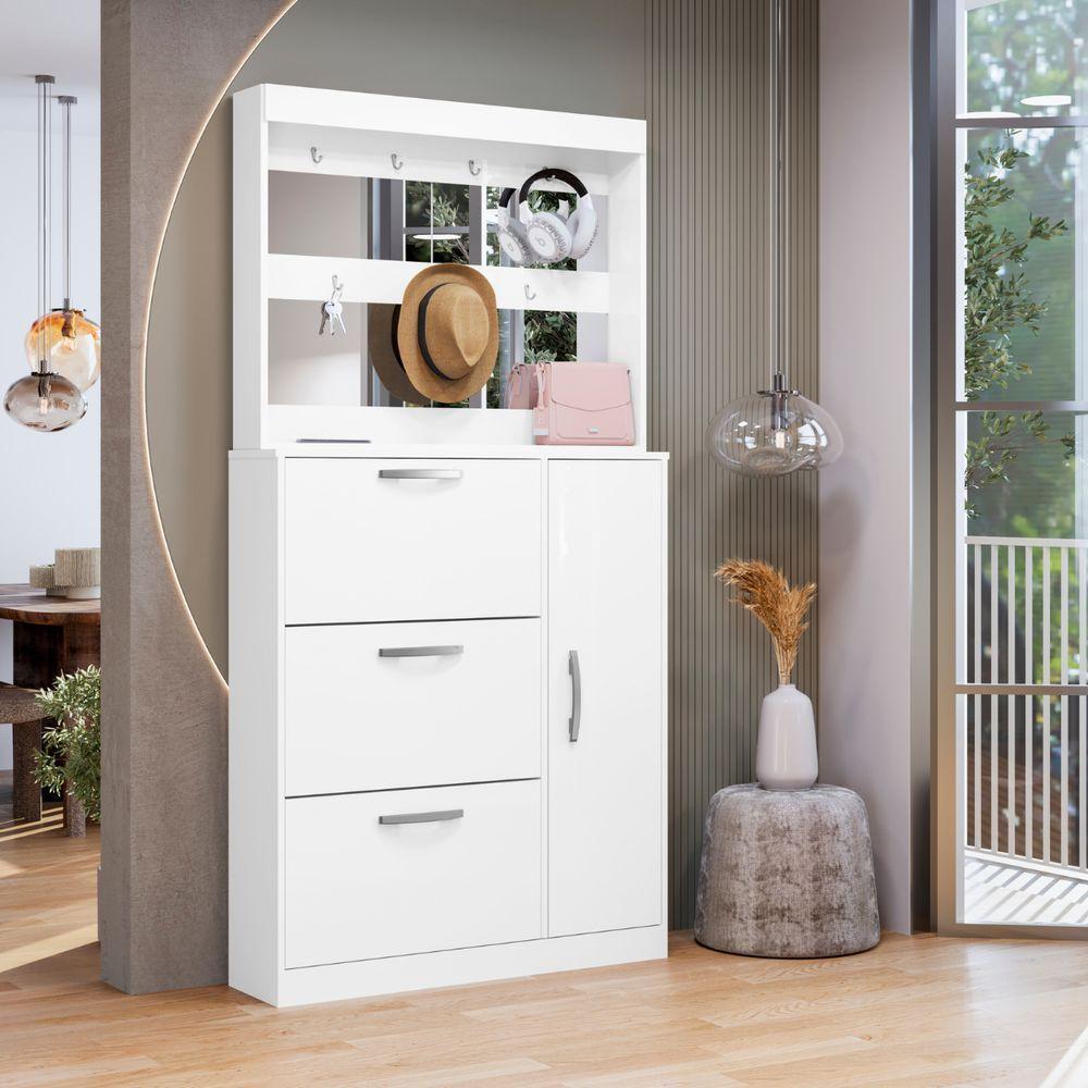 Jogo Sapateira E Porta Objetos Com Espelho Caruá Malbec - 1