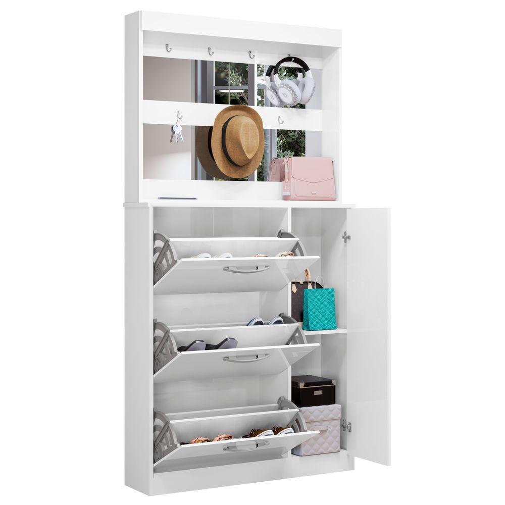 Jogo Sapateira E Porta Objetos Com Espelho Caruá Malbec - 3