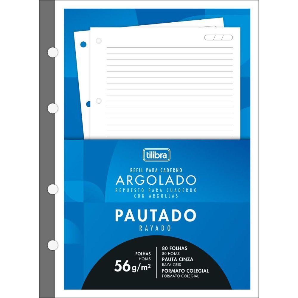 Refil Tiliflex Para Caderno Argolado Universitário Pauta Cinza 80 Folhas 56g/m² Tilibra - 2
