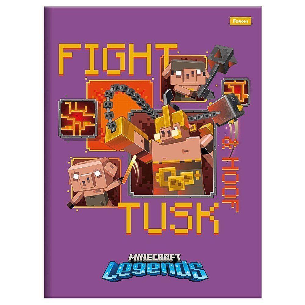 Caderno Brochura Capa Dura 1/4 Pequeno Minecraft Legends 80 Folhas Foroni Estampa 2 - 1