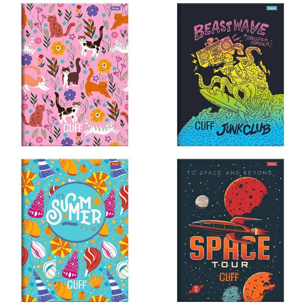 Caderno Brochura Capa Dura Universitário Cliff 80 Folhas Foroni Estampa 2 - 4