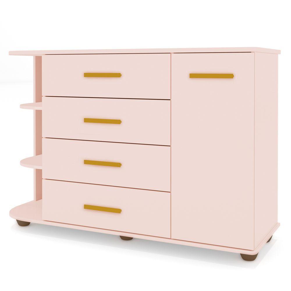 Cômoda Infantil Com Cantoneira E 4 Gavetas 100% Mdf New Lorena Rosê Phoenix - 6