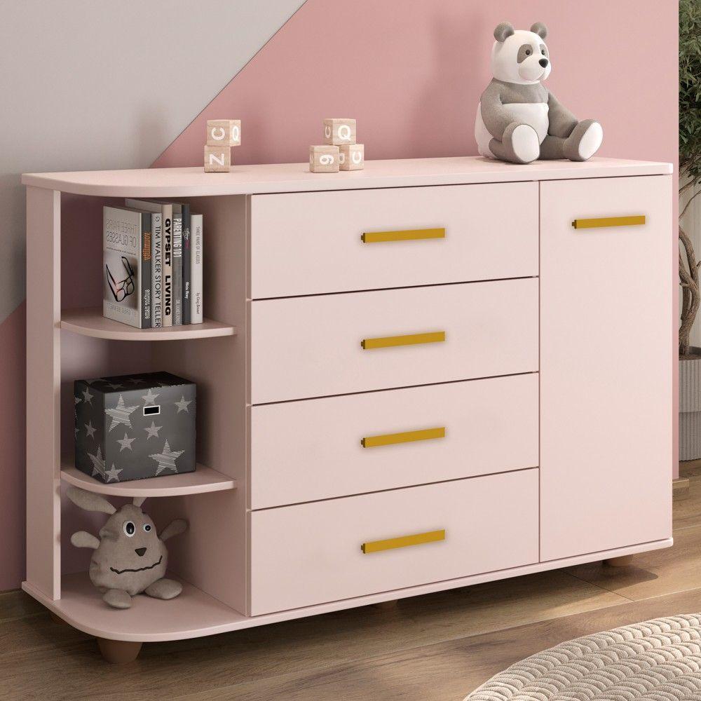 Cômoda Infantil Com Cantoneira E 4 Gavetas 100% Mdf New Lorena Rosê Phoenix - 9