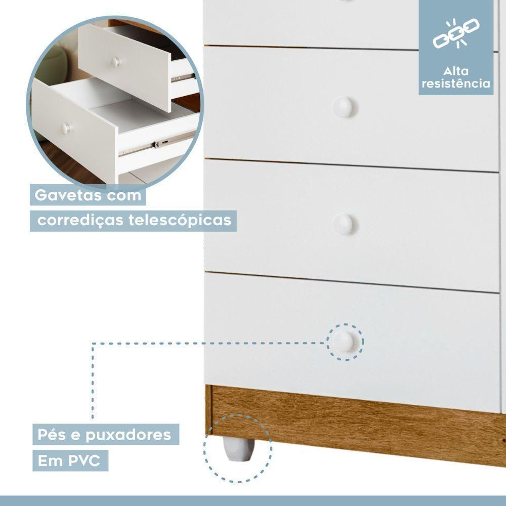 Cômoda Life 1 Porta E 4 Gavetas Tigus Baby Branco Madeirado Ypê - 2