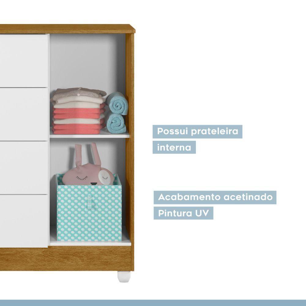 Cômoda Life 1 Porta E 4 Gavetas Tigus Baby Branco Madeirado Ypê - 3