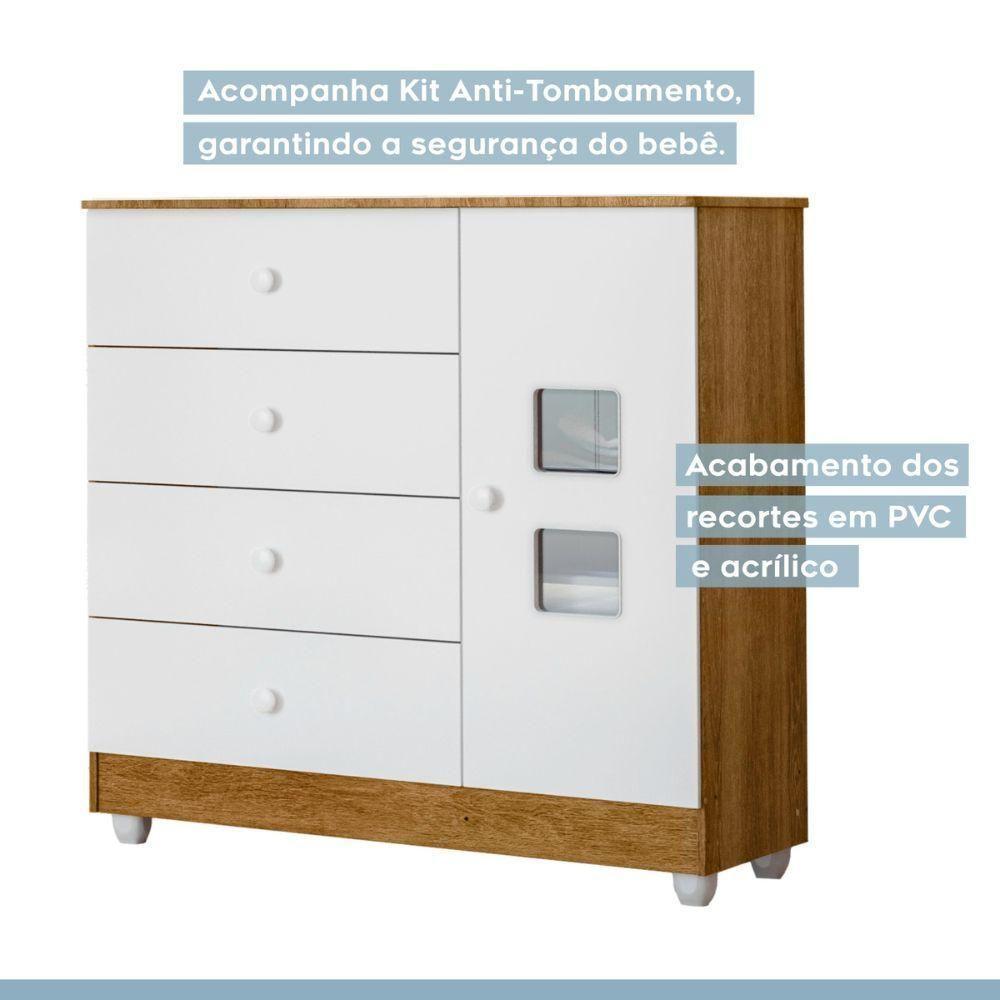Cômoda Life 1 Porta E 4 Gavetas Tigus Baby Branco Madeirado Ypê - 4