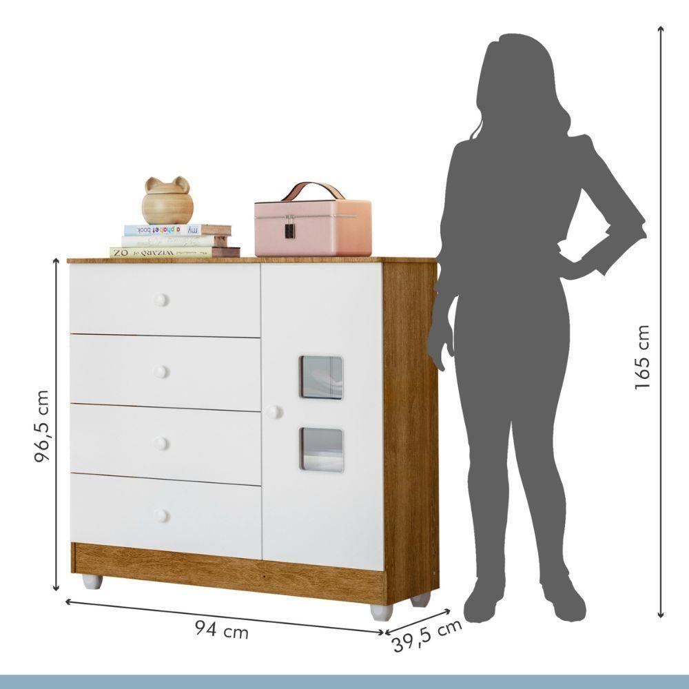 Cômoda Life 1 Porta E 4 Gavetas Tigus Baby Branco Madeirado Ypê - 6