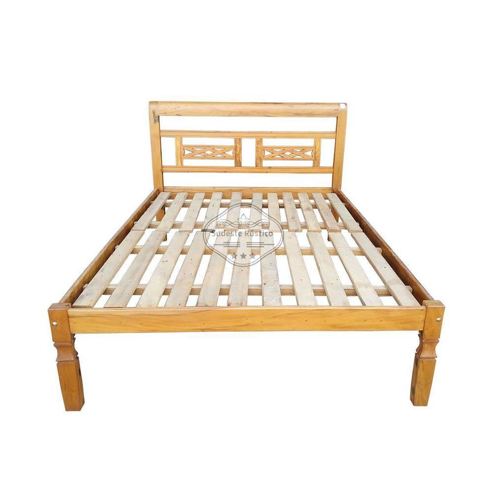 Cama Casal Em Madeira De Demolição Modelo X Sudeste Rústico - 3