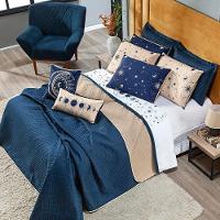 Cobre Leito Constelações Azul Marinho-caqui Dupla Face Com Almofadas Casal 07 Peças Astrologia Signos - 8