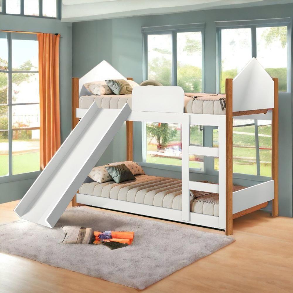 Beliche Magia Branca E Nature Com Escorregador E 02 Colchões Gabrielli - 1