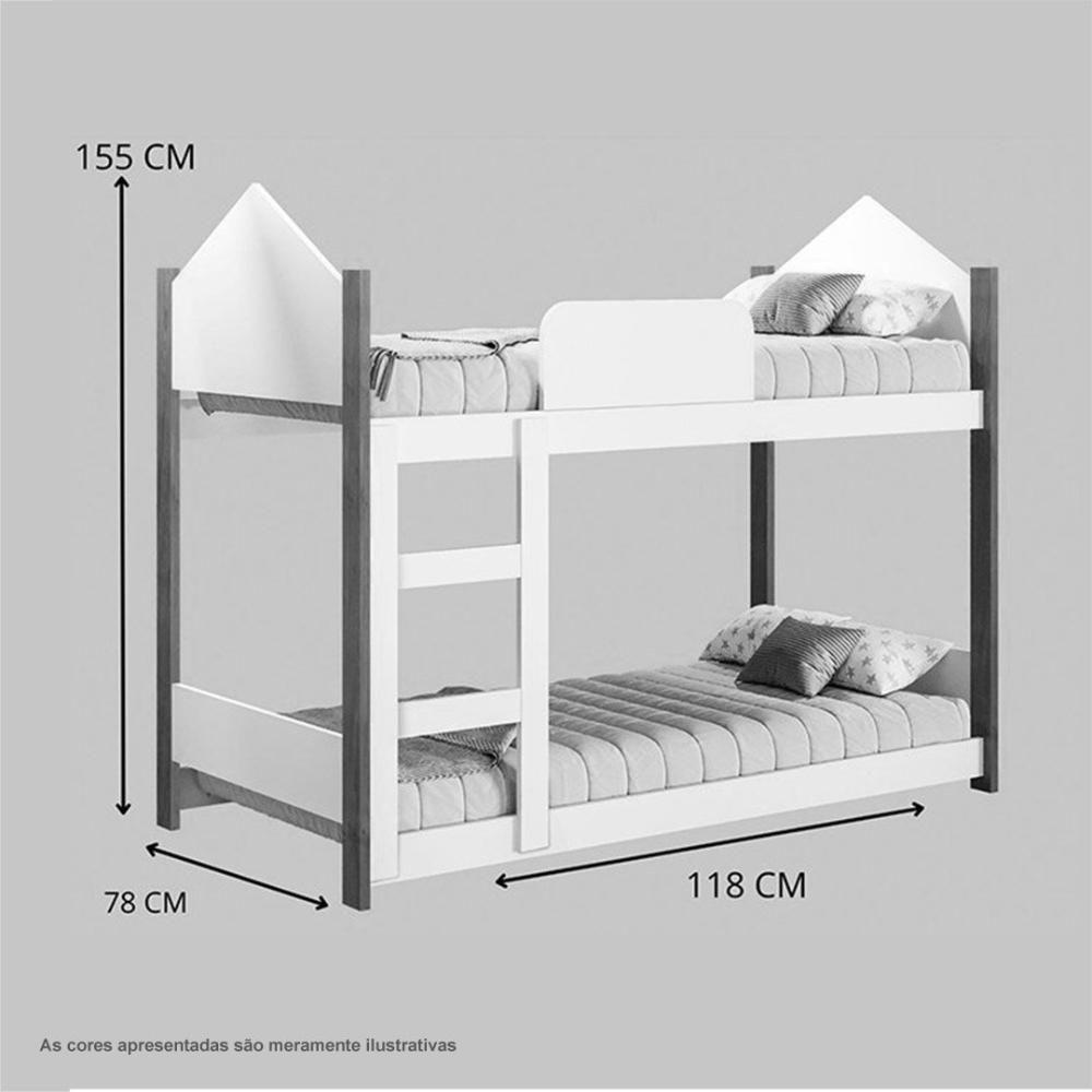 Beliche Magia Branca E Nature Com Escorregador E 02 Colchões Gabrielli - 2
