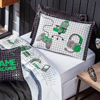 Cobre Leito Game Streamer Dupla Face C- Almofadas Solteiro 05 Peças Verde