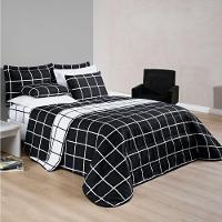 Cobre Leito King Austin Micropercal 200 Fios Dupla Face - 3 Peças Cor Xadrez Preto - 1