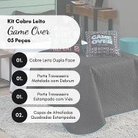 Cobre Leito Game Over Preto-branco Dupla Face Com Almofadas Solteiro 05 Peças