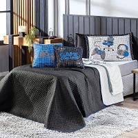 Cobre Leito Game Streamer Dupla Face C- Almofadas Solteiro 05 Peças Azul - 1