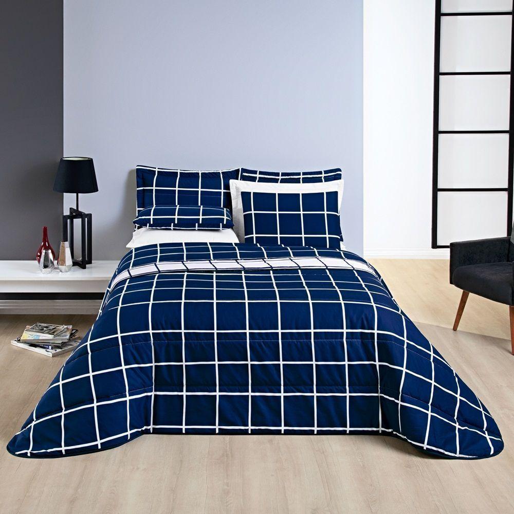 Cobre Leito 200 Fios Dupla Face King Austin 03 Peças - Marinho - 3