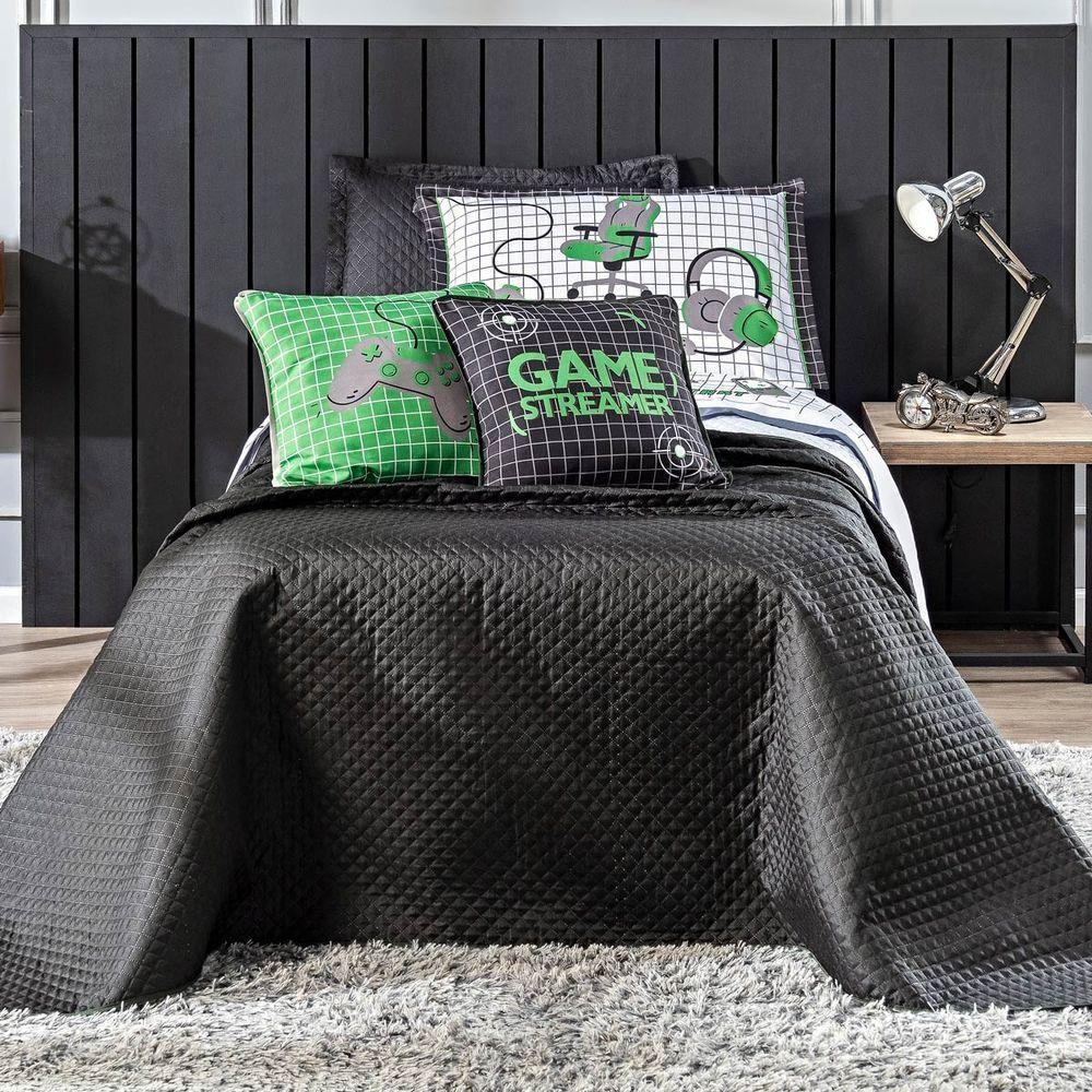 Cobre Leito Game Streamer Verde Dupla Face C- Almofadas Queen 07 Peças - 5