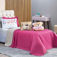 Cobre Leito Urso Donuts Pink-caqui Dupla Face Com Almofadas Solteiro 05 Peças - 6