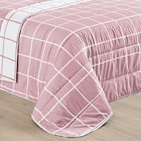 Cobre Leito Casal Padrão Austin Micropercal 200 Fios Dupla Face - 3 Peças Cor Xadrez Rosa - 2
