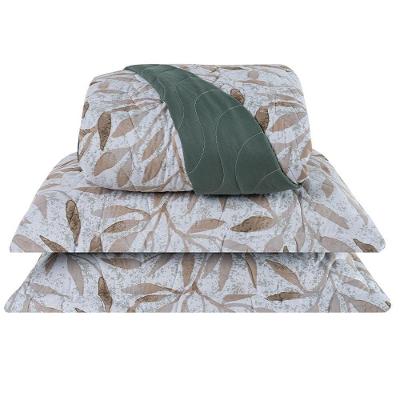 Cobre Leito Queen Colori Dupla Face 200 Fios Estampado 3 Peças - Outono Caqui