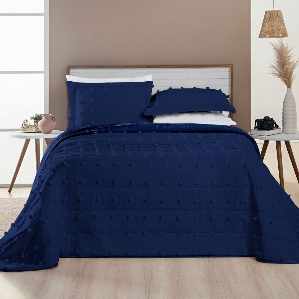 Cobre Leito Queen Poppy Micropercal 300 Fios 3 Peças Cor Azul Marinho - 4