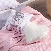 Cobre Leito Influencer Cinza-rosa Dupla Face Com Almofadas Solteiro 05 Peças - 3