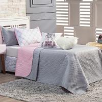 Cobre Leito Influencer Cinza-rosa Dupla Face Com Almofadas Solteiro 05 Peças - 9