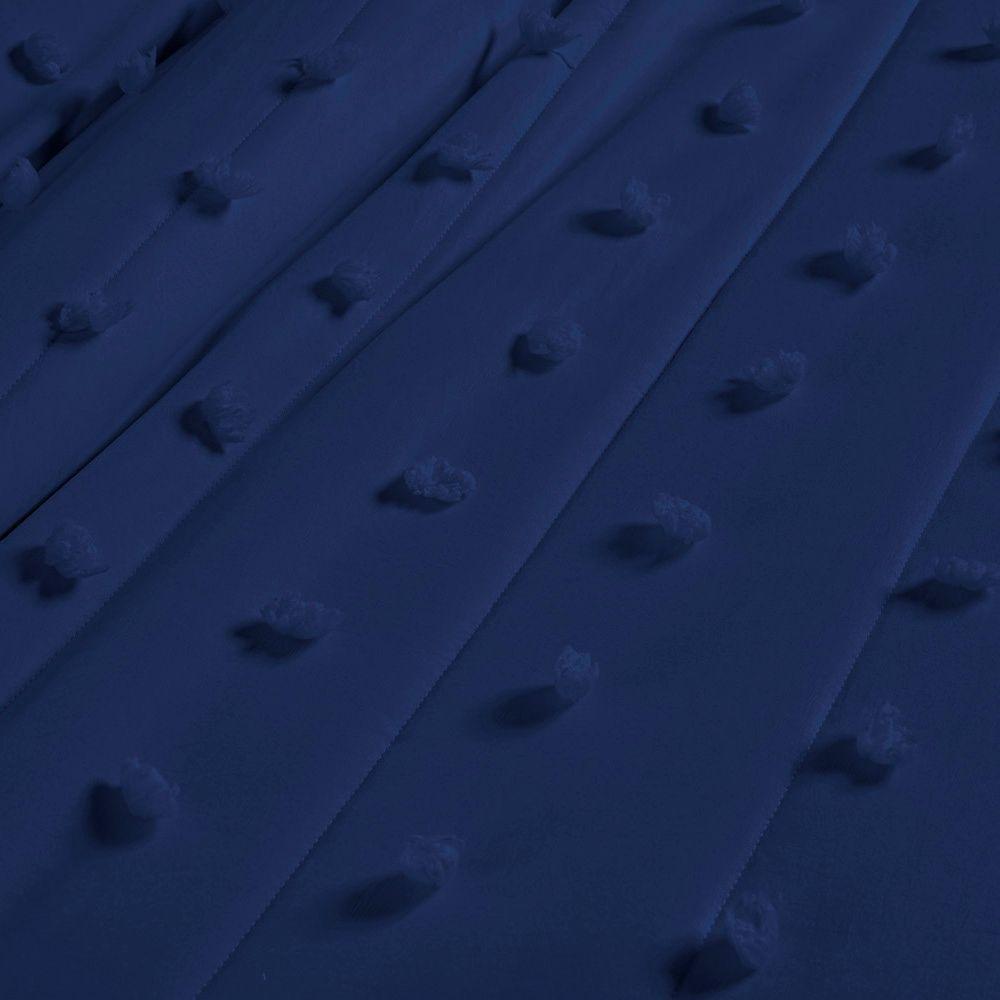 Cobre Leito Casal Padrão Poppy Micropercal 300 Fios 3 Peças Cor Azul Marinho - 2