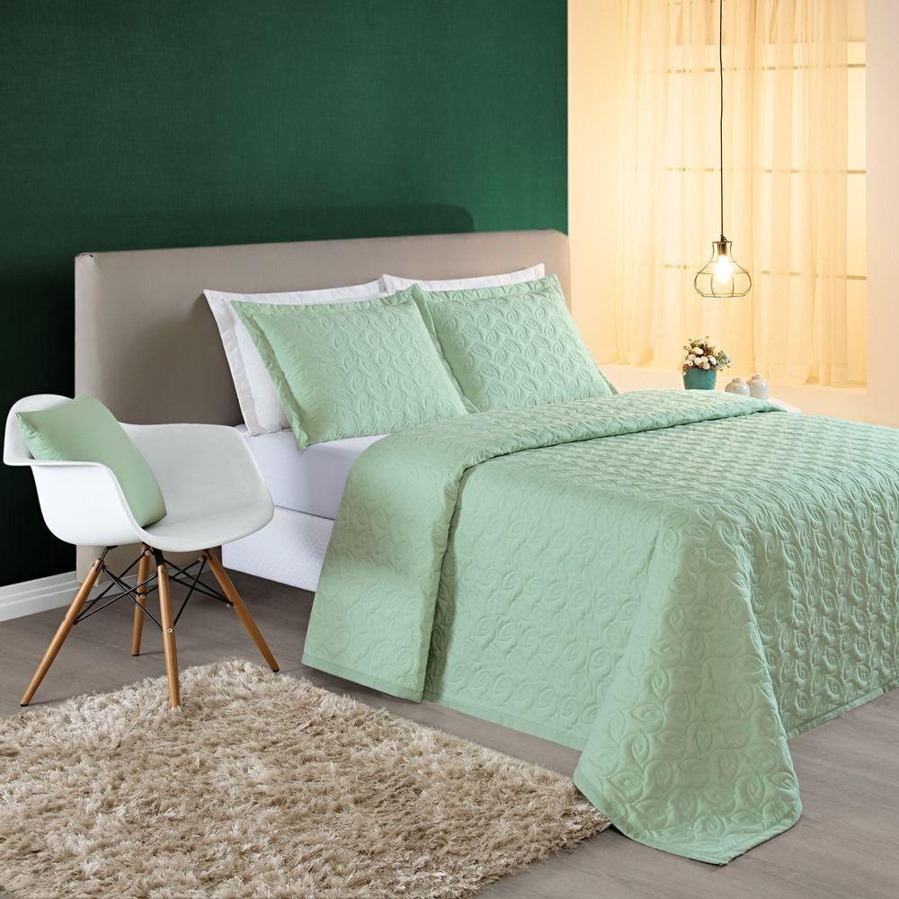 Cobre Leito 200 Fios Bordado ágata Queen 03 Peças - Verde - 3