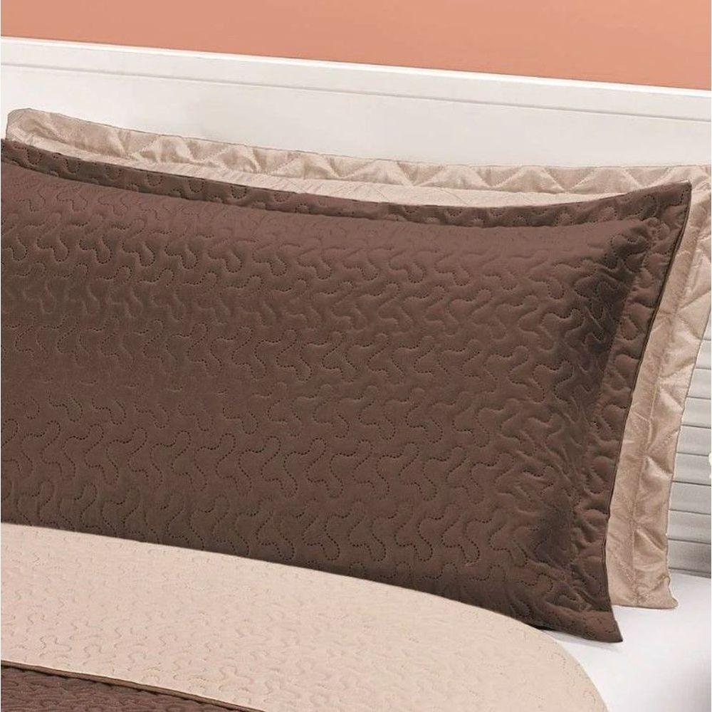 Cobre Leito Dupla Face Queen Clara 03 Peças - Marrom-caqui - 3