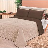 Cobre Leito Dupla Face Queen Clara 03 Peças - Marrom-caqui - 1