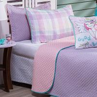 Cobre Leito Vibes Unicórnio Lilás-rosa Dupla Face Com Almofadas Solteiro 05 Peças - 8
