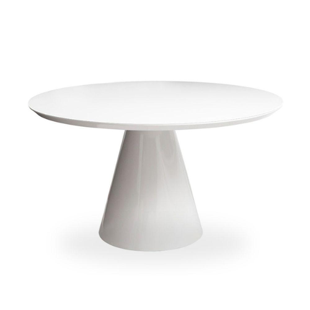 Mesa De Jantar Cone Redonda 100 Cm Laqueada Cores Branco - 3