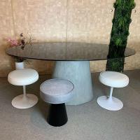 Mesa De Jantar Cone Oval 244x137 Cm Base Cimento Queimado Tampo Laqueado Preto - 2