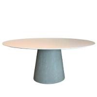 Mesa De Jantar Cone Oval 160x90 Cm Base Cimento Queimado Tampo Laqueado Branco - 1