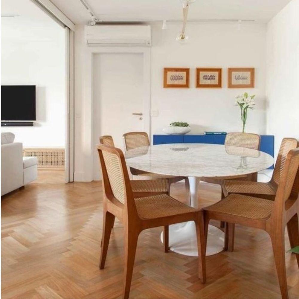 Mesa De Jantar Tulipa Saarinen Redonda 120 Cm Mármore Branco Extra Cor Branco - 2