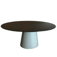 Mesa De Jantar Cone Oval 180x100 Cm Base Cimento Queimado Tampo Laqueado Preto - 1