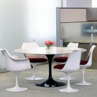Mesa De Jantar Tulipa Saarinen Redonda 100 Cm Mármore Branco Extra Cor Preto - 3