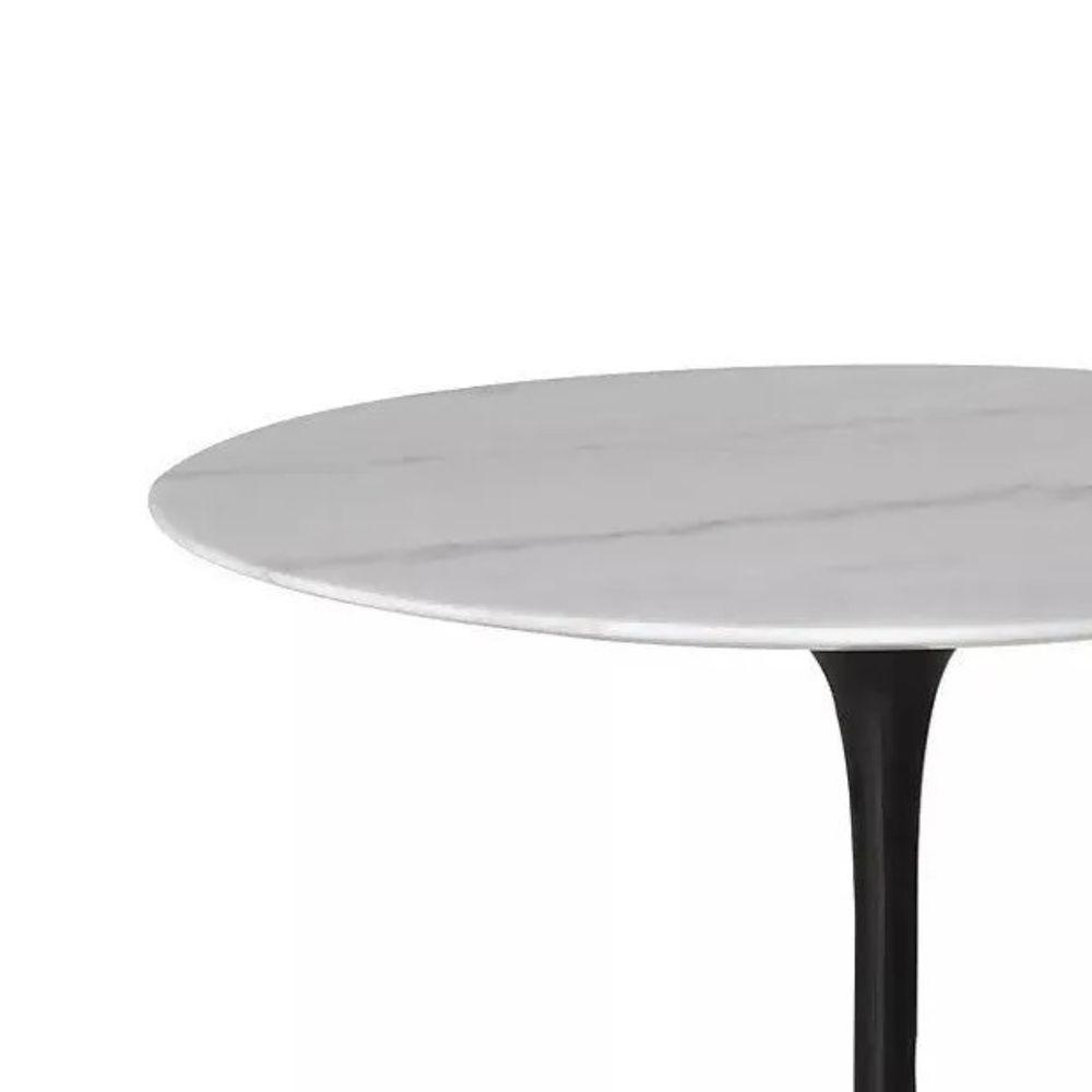 Mesa De Jantar Tulipa Saarinen Redonda 130 Cm Mármore Branco Extra Cor Preto - 4