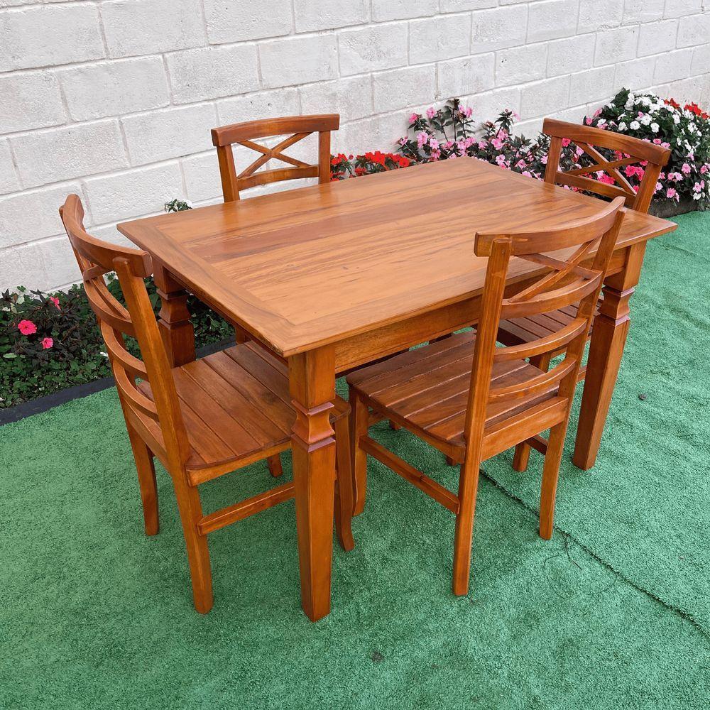Mesa De Jantar Madeira Maciça 120 X 80 Com 04 Cadeiras Abc Sudeste Rústico - 8