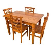 Mesa De Jantar Madeira Maciça 120 X 80 Com 04 Cadeiras Abc Sudeste Rústico - 1